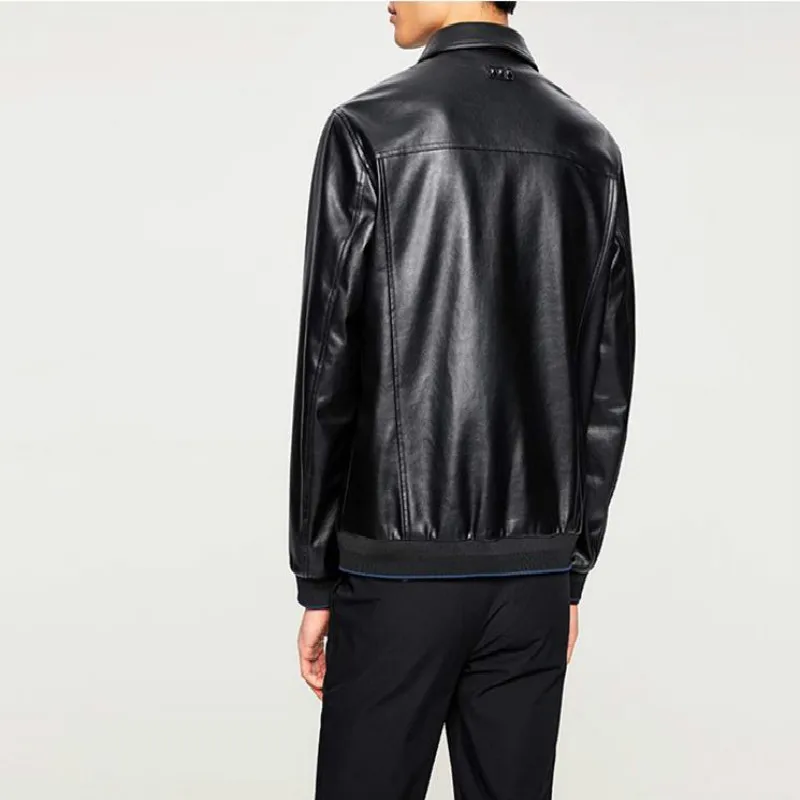Куртка мужская из ПУ кожи деловой Повседневный пиджак мотоциклетное пальто