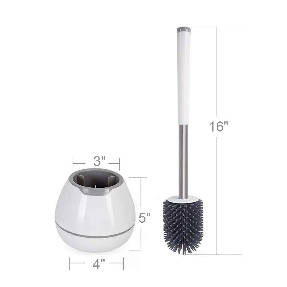 

Toilet Brush with a Thoughtful Designed Tweezer and Holder Set Silicone Bristles for Bathroom Commode Cleaning