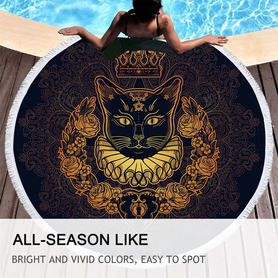 Постельное белье на выход кошка королева круглый пляжное полотенце Королевский