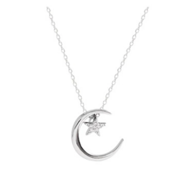 

VINY Moon Bijoux Collar And Star 925 Sterling Silver Necklace For Women 2021 Trend Necklace Charms Bijoux Femme Collier Collares