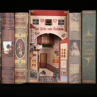 book nook diy wooden street bookshelf kit miniature furniture bookcase insert model room box building toy gift