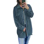 Женская однобортная куртка с карманами, винтажная однотонная куртка с отложным воротником, Осень-зима 2021