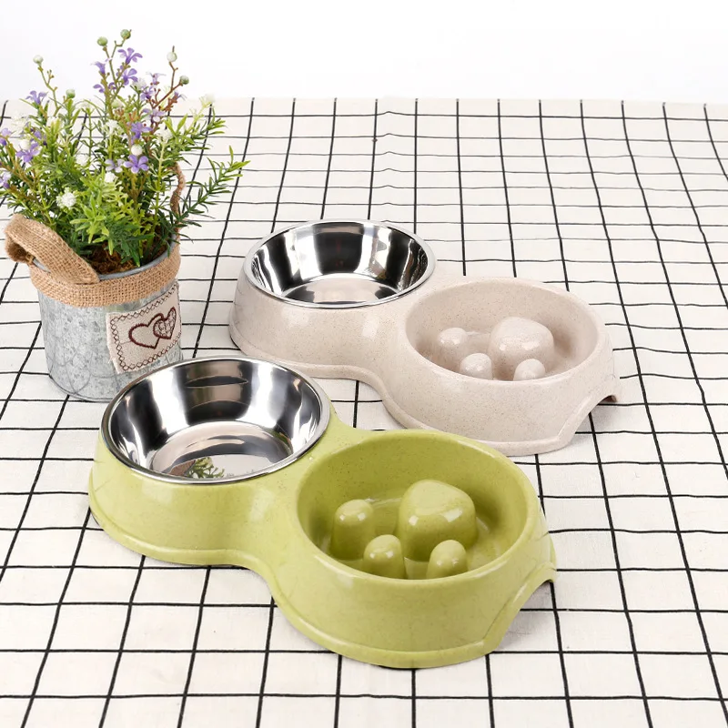 

Wholesale Bone Shaped Stainless Steel Metal Feeder Double Cat Pet Dog Bowl