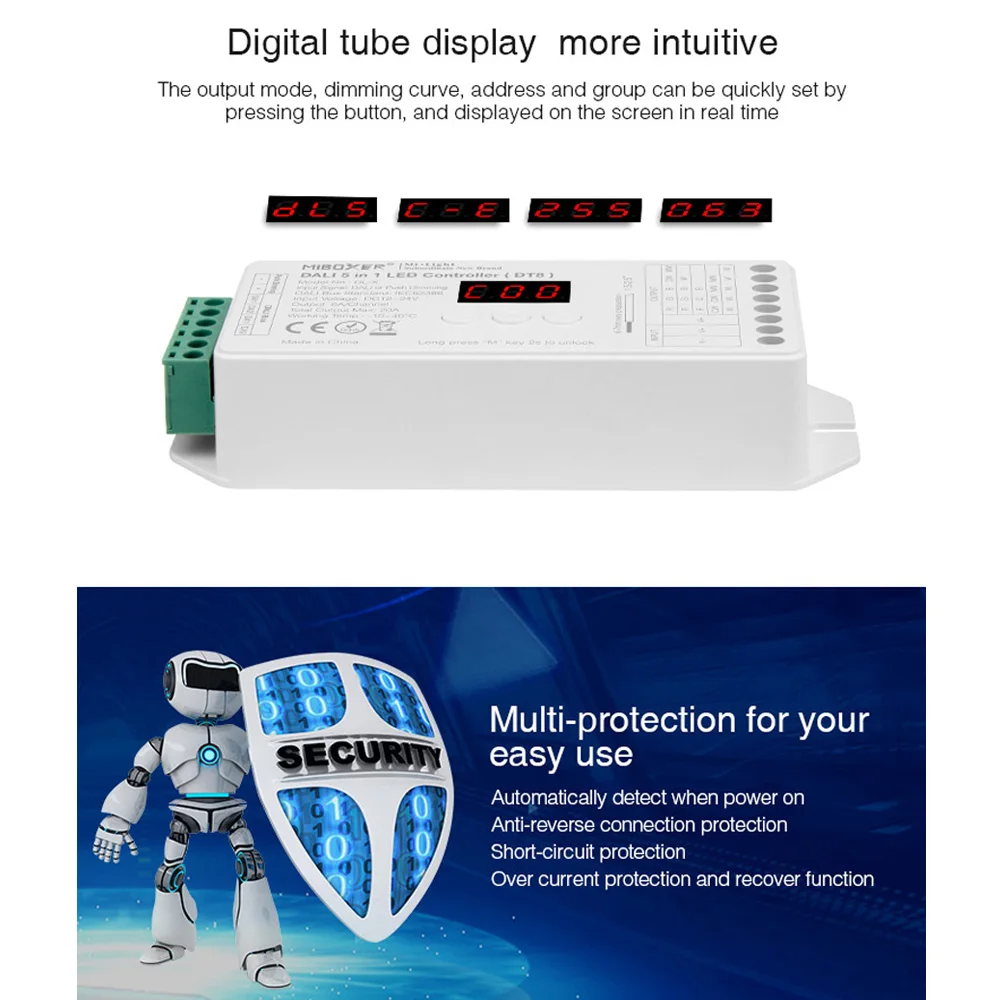 DT8 с цифровым адресным интерфейсом 5 в 1 Светодиодные ленты контроллер цифровой