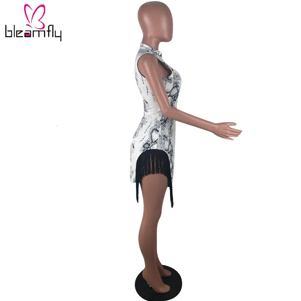 Новинка женское летнее леопардовое платье без рукавов с кисточками сексуальное