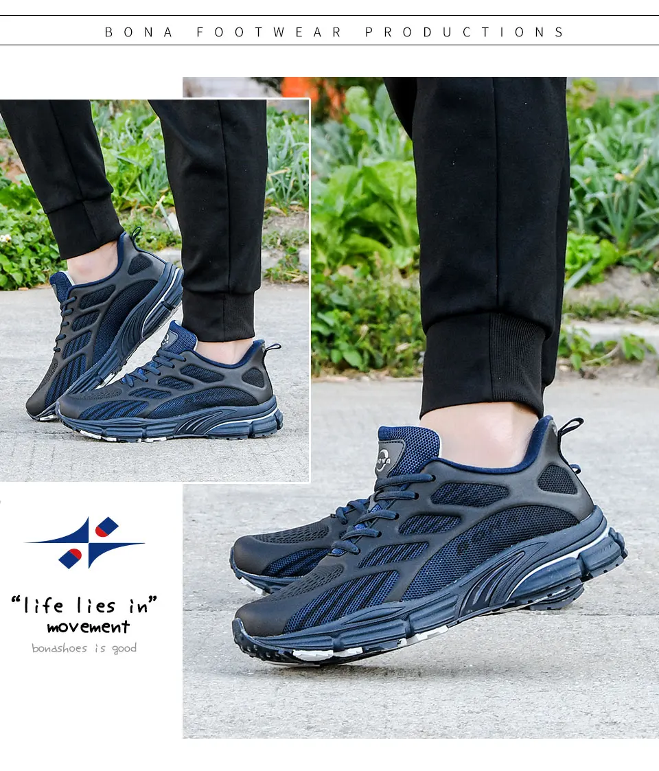 BONA 2021 New Designers Mesh Sports Running Shoes Men Outdoor Walking Shoes Man Casual Sneakers Breathable Nonslip Footwear BONA 2021 New Designers Mesh Sports Running Shoes Men Outdoor Walking Shoes Man Casual Sneakers Breathable Nonslip Footwear