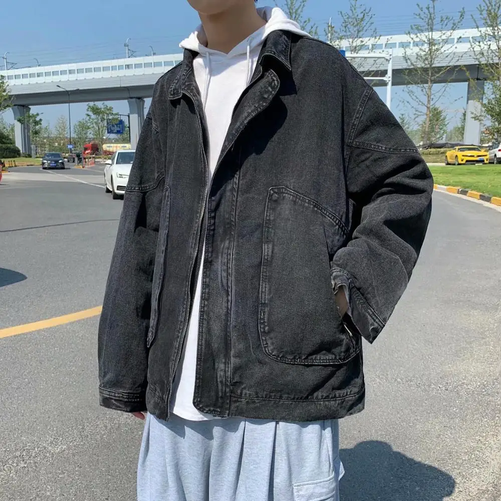 

2020 jacket male spring new ins trend handsome retro washed denim jacket loose tooling tide brand clothes