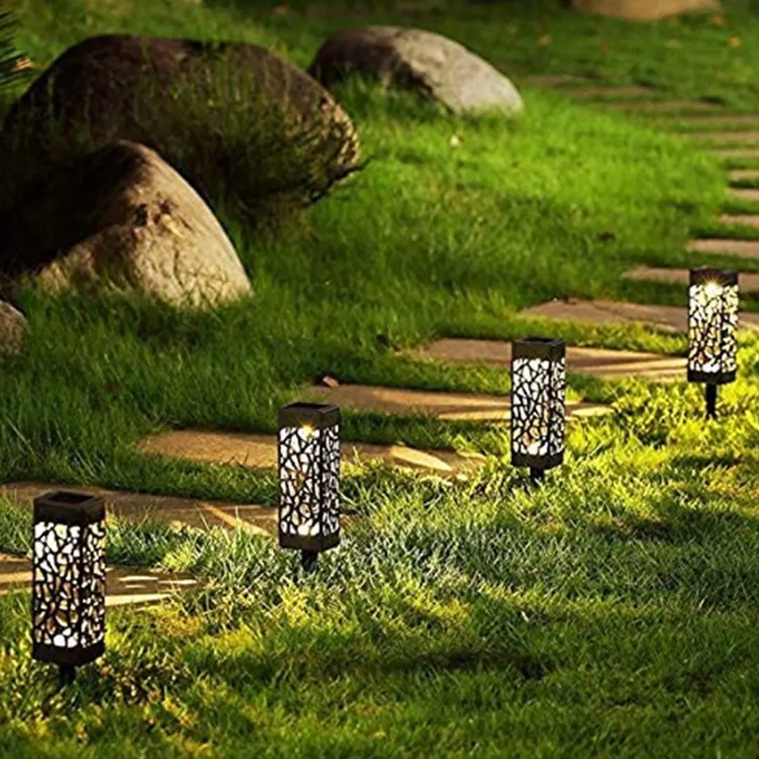 

Solar Lawn Light Decoration Solar Garden Lights Hollow Lawn Lamp Outdoor Pathway Lamp Waterproof Garden Solar LED Light