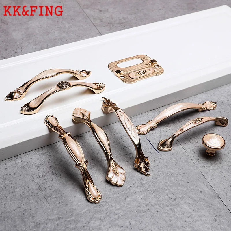 KK & FING янтарно белые европейские ручки для шкафа кухонные алюминиевые дверные