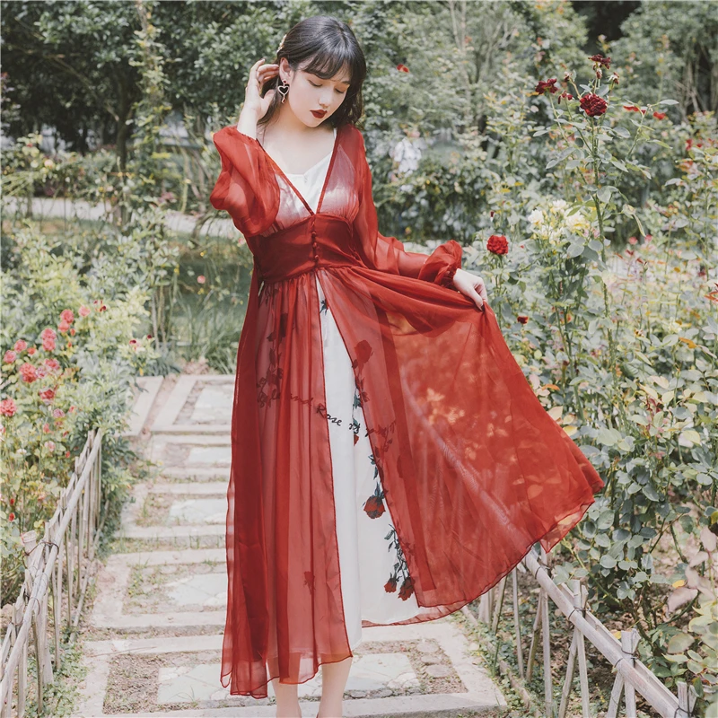 YOSIMI 2019 в винтажном стиле Сезон лето комплект одежды из двух предметов платье на