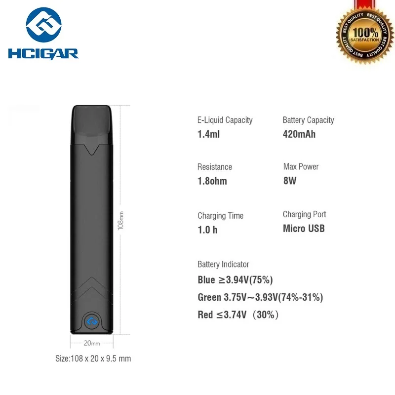Оригинальный Hcigar Akso OS Pod system Vape комплект 420 мАч встроенный аккумулятор с 1 4 мл