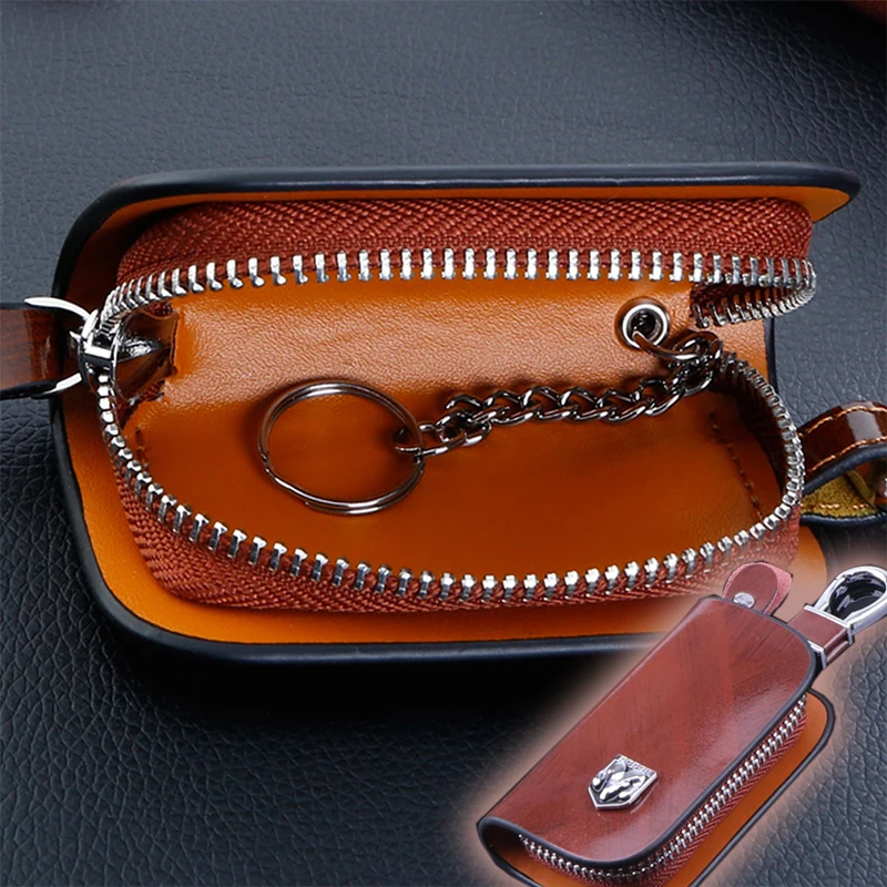 

Car Styling Accessories Leather Key Case Key Wallet Key Ring Purse Key Bag For Dodge Challenger RAM 1500 Charger Avenger Caliber