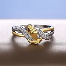Popular Hot sell European and American Style Prayer Hand Zircon Lady Ring Blessing Relatives and Friends Praying Charm Jewelry