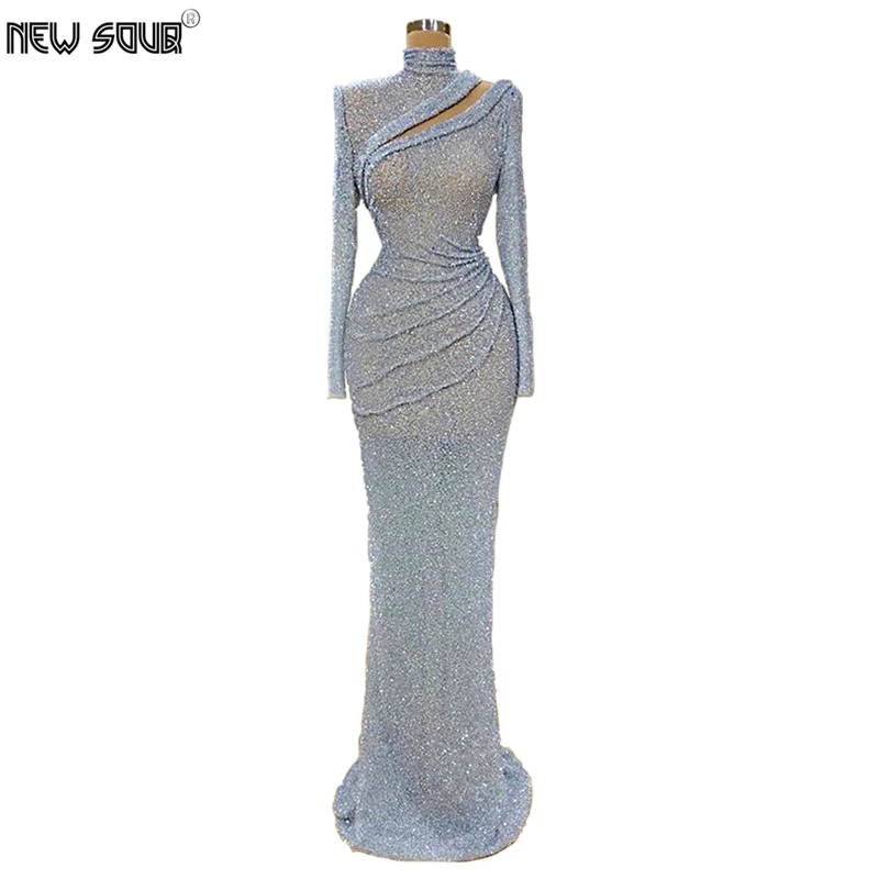 Удивительное Дубай вечернее платье с длинным рукавом Бисероплетение кутюр новое
