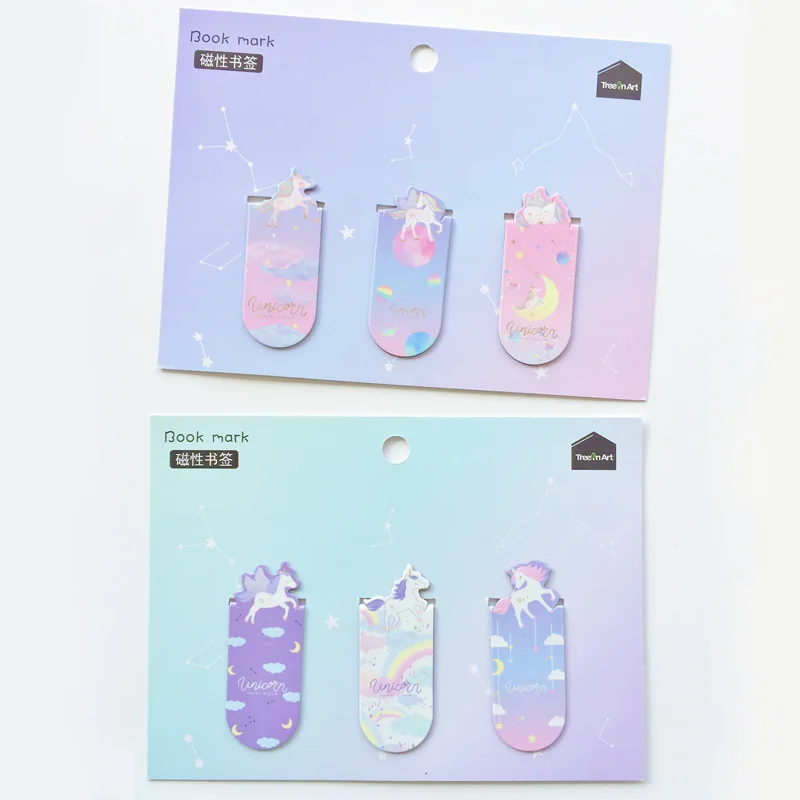 

1 Set Fresh Cactus Sakura Unicorn Magnetic Bookmarks Books Marker of Page Student Stationery School Office Supply