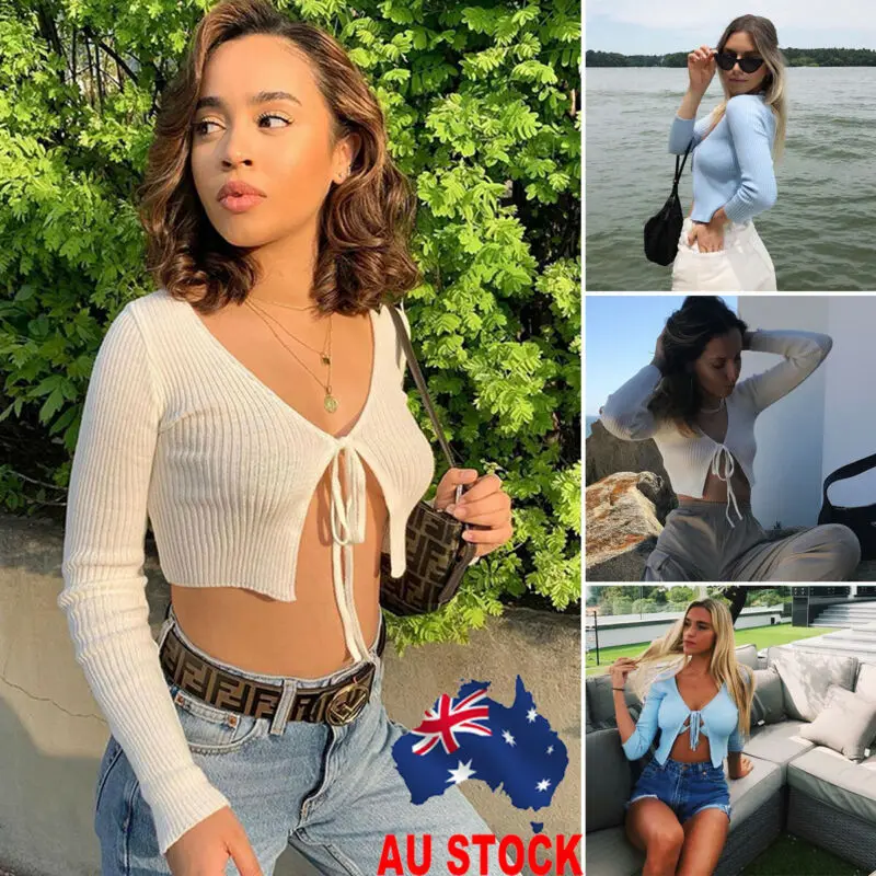 Женский укороченный топ с завязкой спереди болеро вязаный свитер длинным