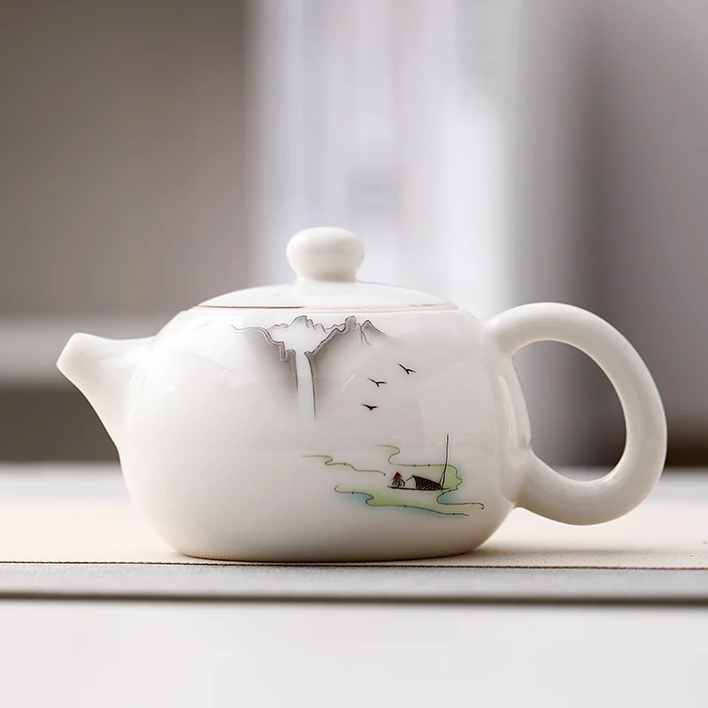 

Chinese White Teapot Small Kettle Porcelain Tea Infuser Kung Fu Water Jug Ceramic Puer Doniczka Table Accessories ED50CH