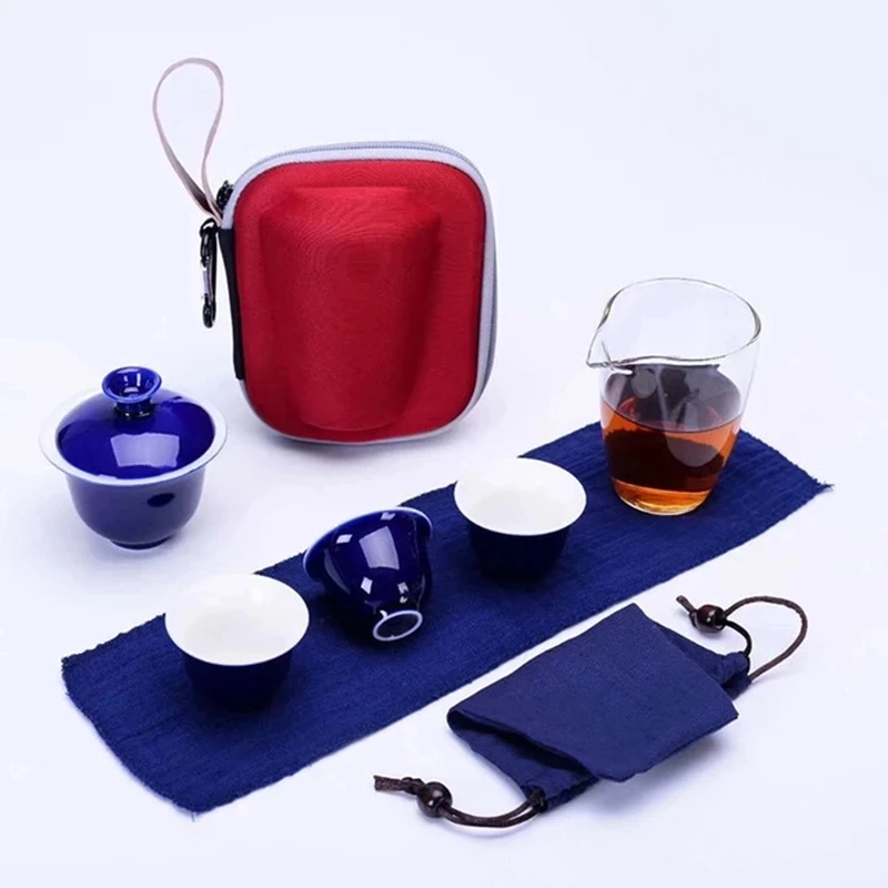 

Travel Bag Chinese Kung Fu Tea set gaiwan teapot teacups fair mug tea sets white ceramic fot gift puer Drinkware Free shipping