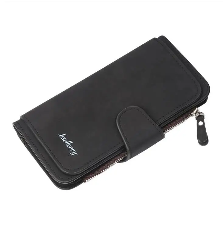 Черный Baellerry Leather Women Wallets Coin Pocket Hasp Card Holder Money Bags Casual Long Ladies Clutch Phone Wallet Women Purse - Цвет: Черный