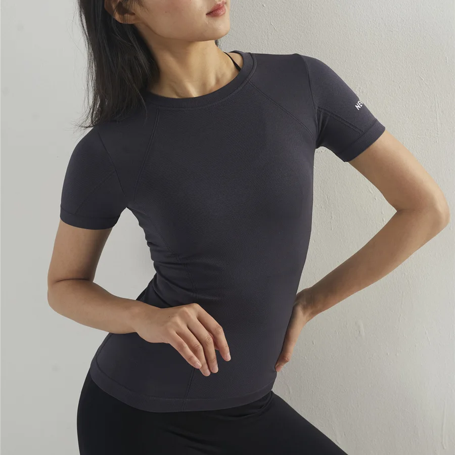 

Quick Dry Women Yoga Top Sport T Shirts Fitness Clothes Workout Gym Tees Short Sleeve Yoga Shirt Running Activewear Sports Top