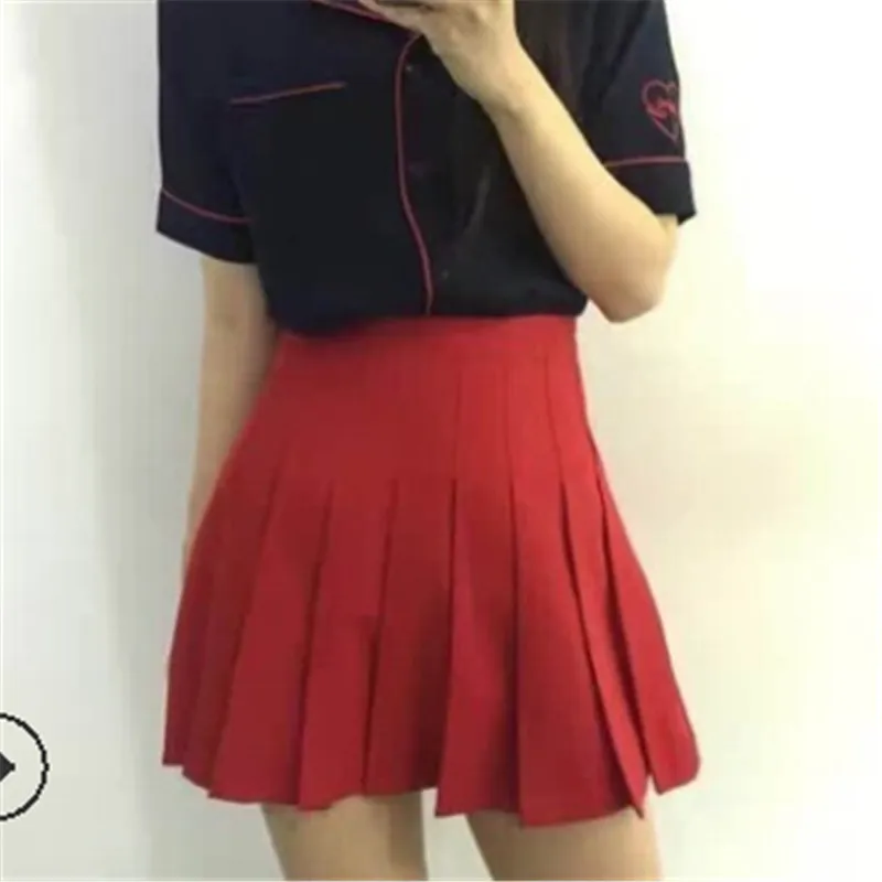 

Women's Girls High Waisted Pleated Skater Tennis School Skirt Uniform Skirts with Lining Shorts