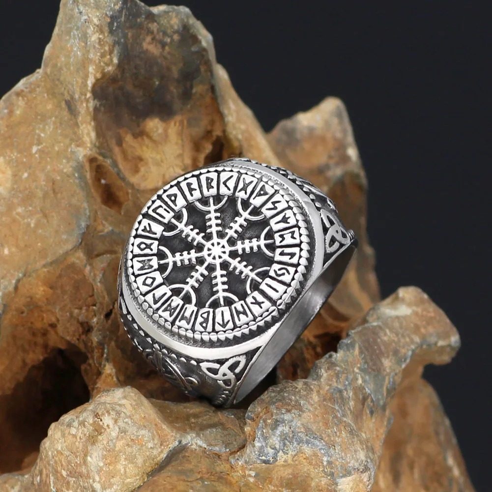 Скандинавский Викинг mjolnir valknut шлем awe Рунический амулет кольцо из нержавеющей