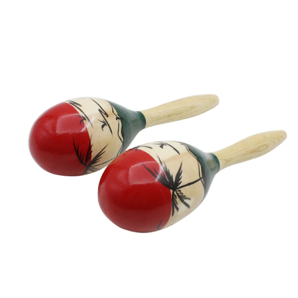 1Pair Wood Sand Hammer Wooden Maraca Rattles Kids Musical Party Favor Child Baby Shaker Toy Large Maracas |