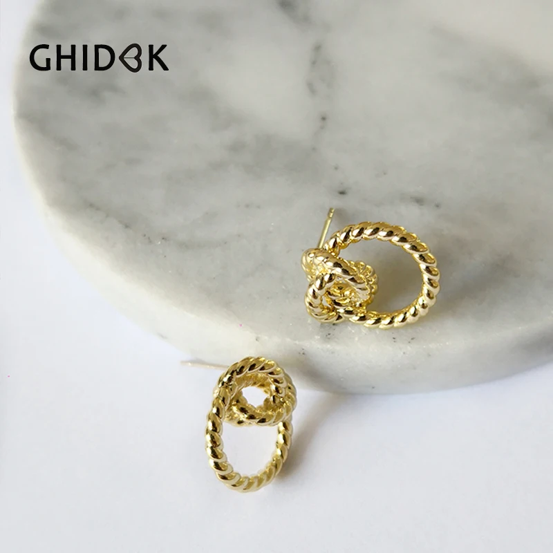 

GHIDBK Small Dainty Layered Twisted Stud Earrings Handmade Three Circles Statement Studs Minimalist Summer Earring Wholesale
