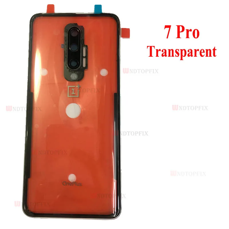 7ProTransparent Оригинальное стекло для OnePlus 6 6T Задняя Крышка батарейного отсека дверь задняя стекло Oneplus 7 Pro Крышка батарейного отсека 1+ 6T корпус чехол+ объектив камеры - Цвет: 7ProTransparent