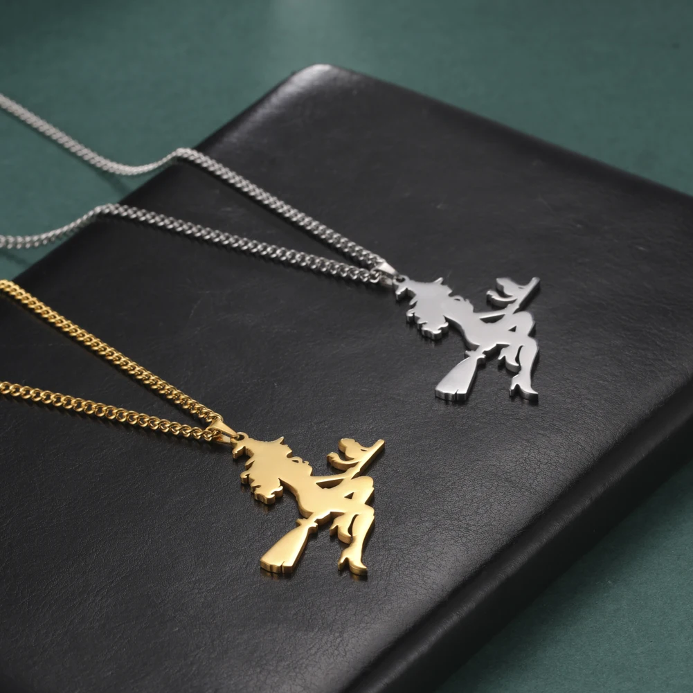 Ведьма фея волшебное ожерелье сверхъестественные метлы метла луна золотой цвет