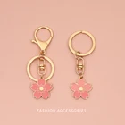 Металлический брелок для ключей с изображением мультяшного цветка в машине, подвеска Airpods, модный брелок для ключей, брелок для пар, Подарочный Брелок