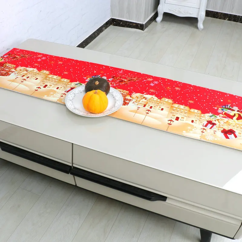 Красные рождественские современные скатерти Санта-Клаус замок северный олень