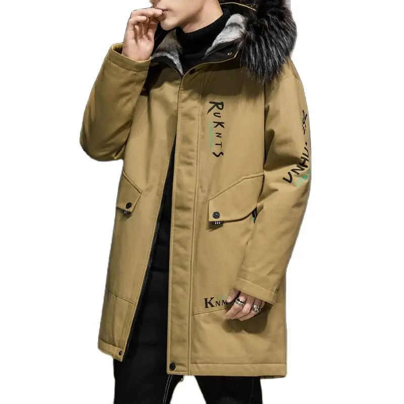

Winter Fleece Jacket Men Thicken Warm Parkas Men Fashion Fur Hooded Casual Long Cotton Outwear Collar Jackets Coats Parkas