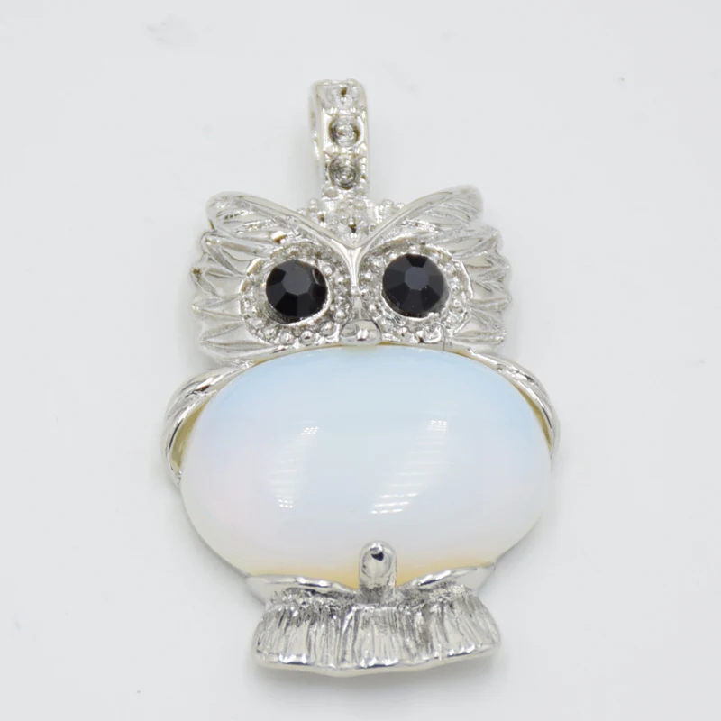 Натуральный камень милая сова животные подвески для ожерелий овальной формы