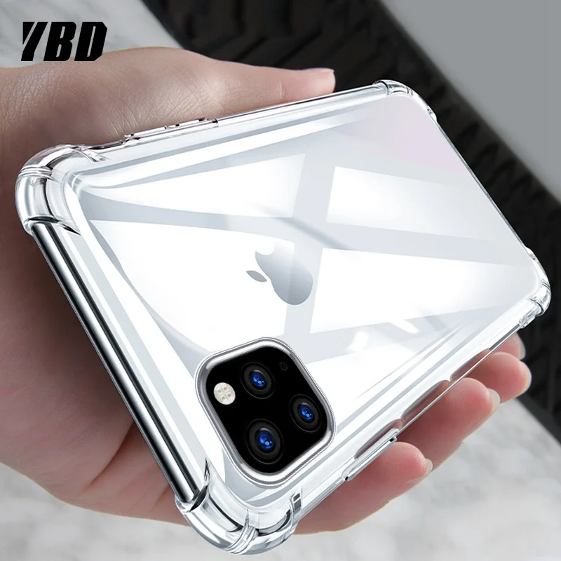 Противоударный бампер YBD прозрачный силиконовый чехол для телефона iPhone 11 X XS XR Max