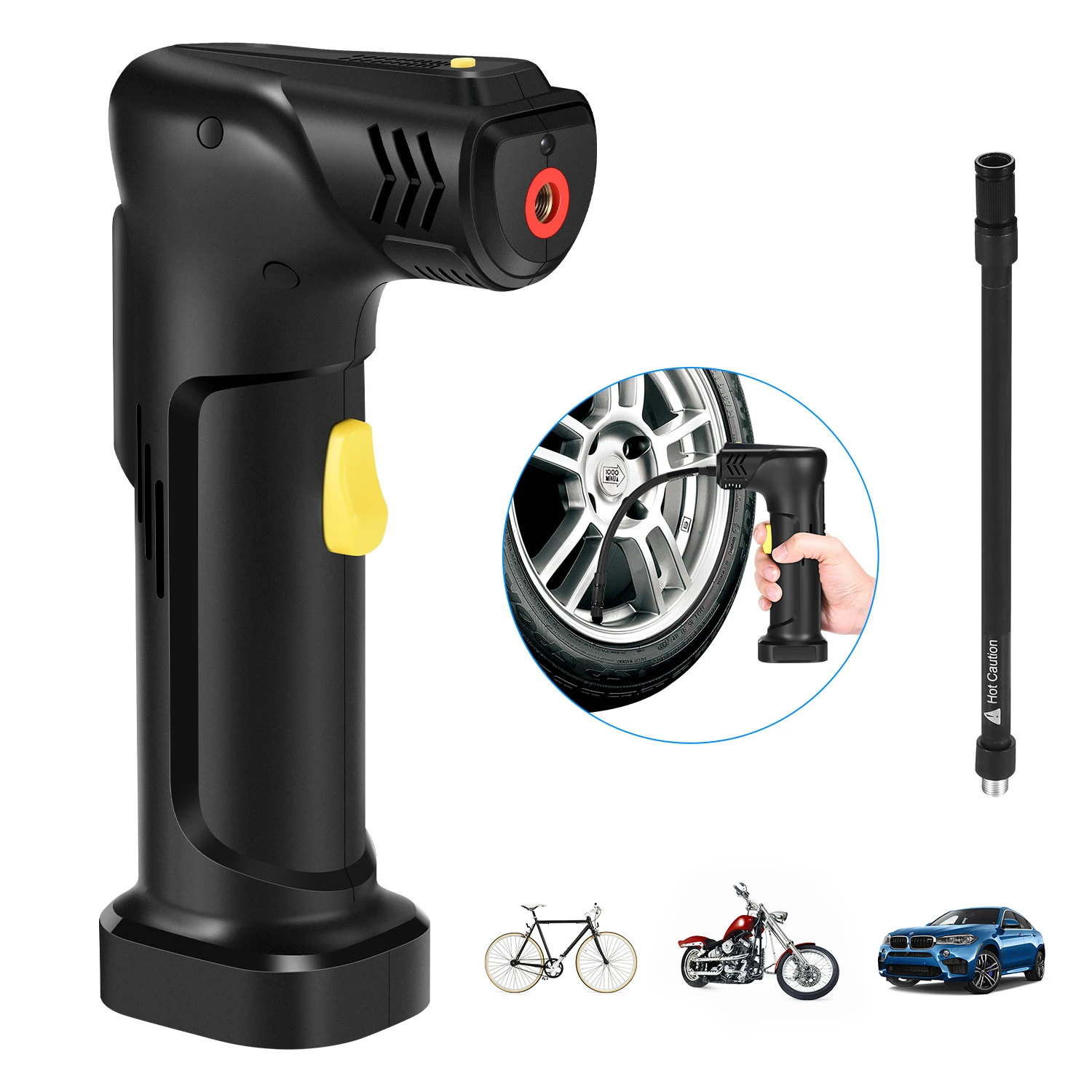 Cordless Tire Inflator ,120PSI Portable Battery Rechargeable Tire Air Compressor for Bike Car ,Toy Ball Football