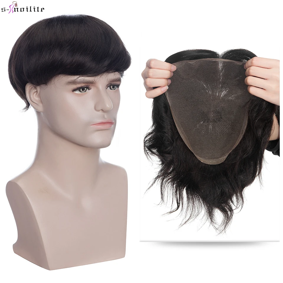 S-noilite Toupee Men 55g Men Wigs Hair Prosthesis Natural Hair Lace Wig Male Replacement System Hairpiece Invisible Extensions