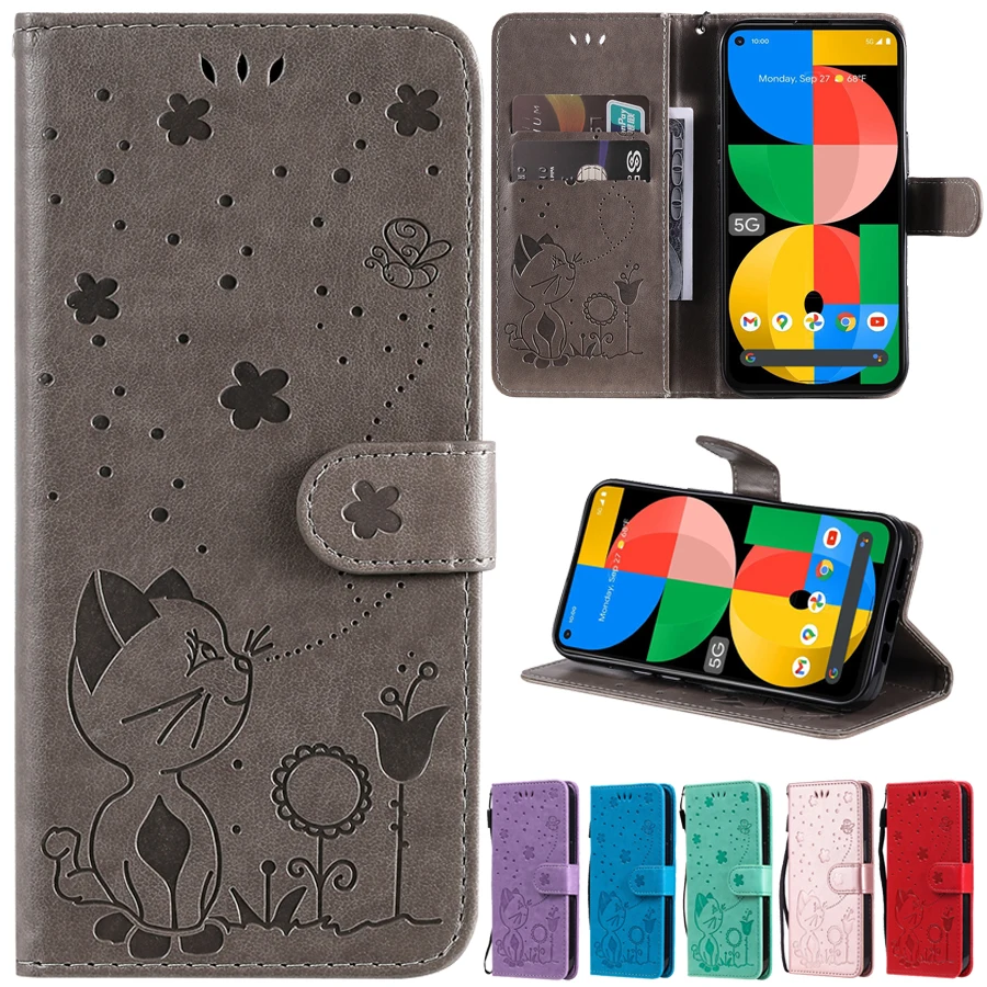 

Wallet Leather Cat Bee Case For Google Pixel 6 Pixel 6 Pro Pixel 5A 5 5XL Pixel 4 4A 4XL Pixel 3 3XL 3A XL Pixel 2 XL Flip Case