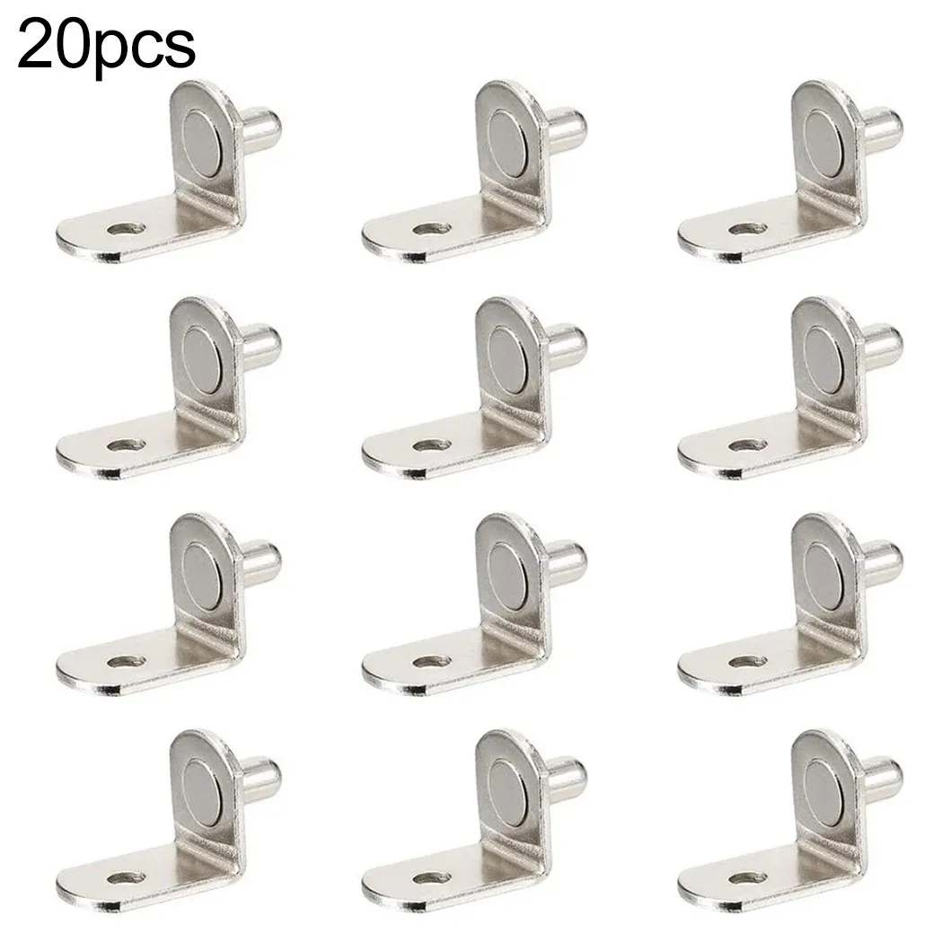 

20Pcs Shelf Brackets Support Pins Studs Pegs 5mm Metal Pin Shelves Seperator Fixed Cabinet Bookcase Furniture Shelf Supports