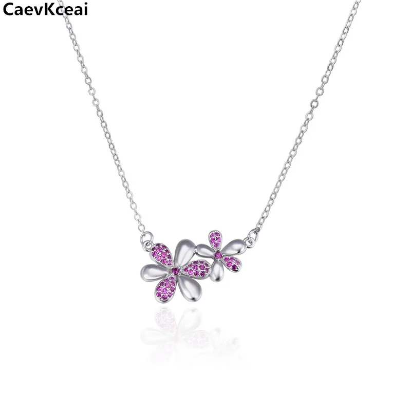 CaevKceai простые цветы Стиль Романтический Фиолетовый Кристалл Циркон Камень