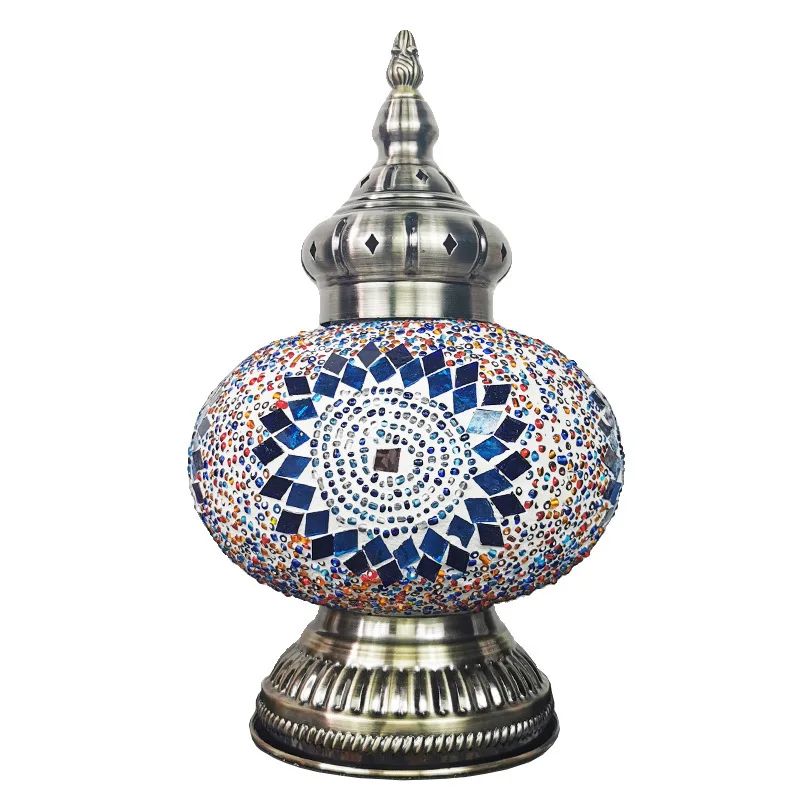 Купи Morocco Turkish Style Retro Romantic LED Warm Light Nightlight Kettle Model Stained Glass Handmade Table Lamp for Bedroom Bar за 4,590 рублей в магазине AliExpress