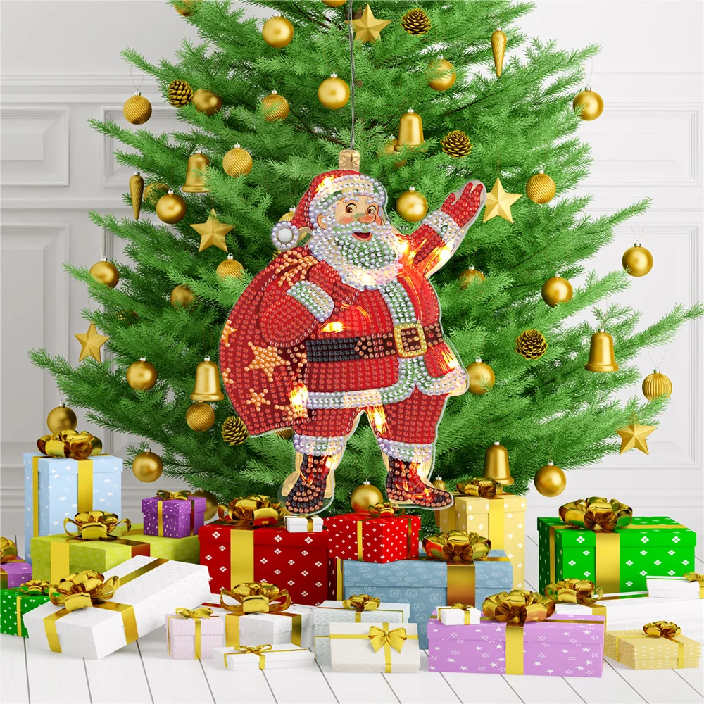 

Christmas diamond painting LED sucker decoration hanging lamp 3D modeling DIY window 5d special-shaped bright diamond night ligh