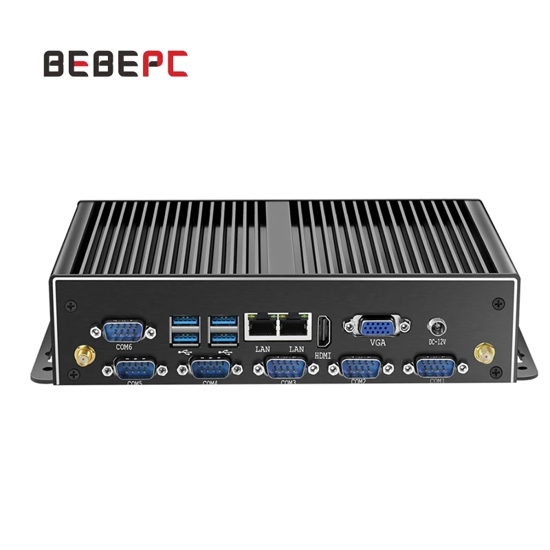 BEBEPC-Mini PC Industrial sin ventilador Core i7 i5 4200U Celeron 2955U HD WiFi 6 * RS232 RS485, ordenador Windows 10 Linux Dual LAN 6 * COM
