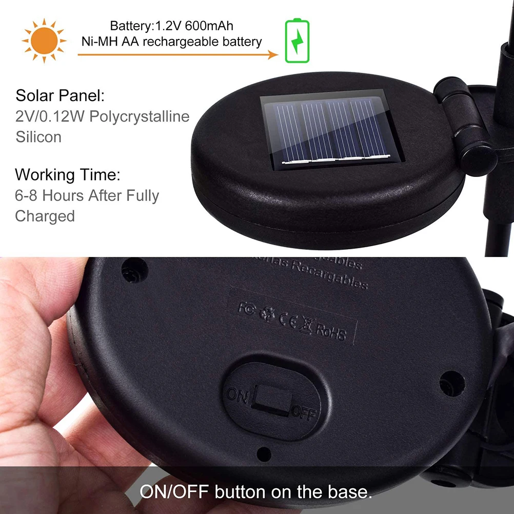 Светодиодные фонарики на солнечной батарее с бабочками садовые для газона