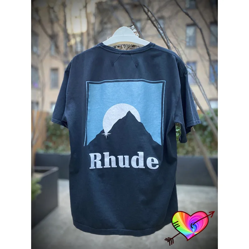 

RHUDE SUNDRY T-SHIRT Men Women 1:1 High Quality Sun Distressed RH Graphic Printed Rhude Tee Slight Oversize Tops Short Sleeve