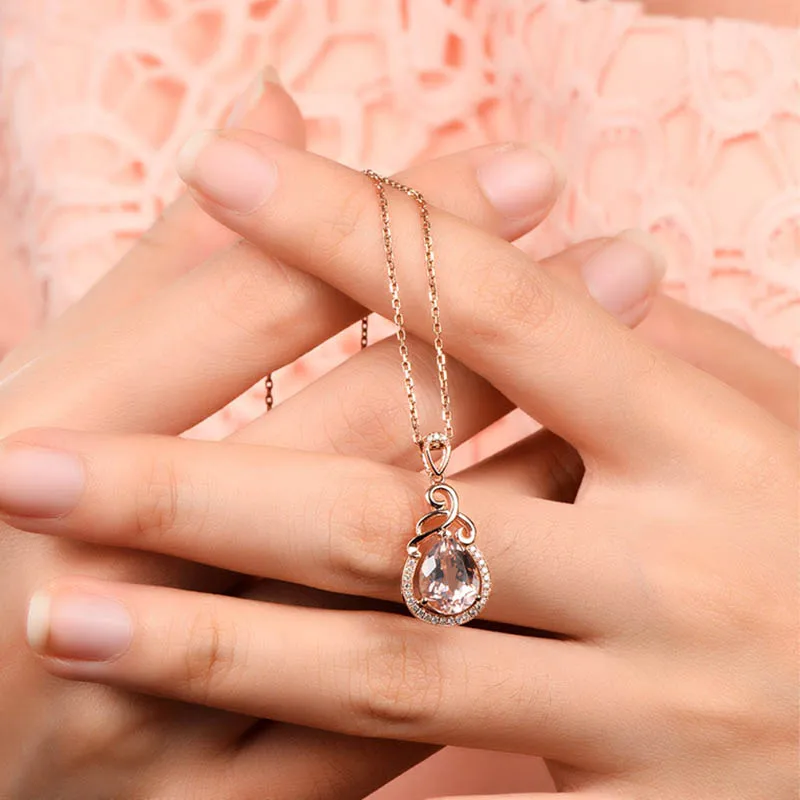 Bague Ringen темперамент полые резные серебряные 925 ювелирные изделия в форме капли воды порошок кристалл кулон ожерелье для женщин свадеб