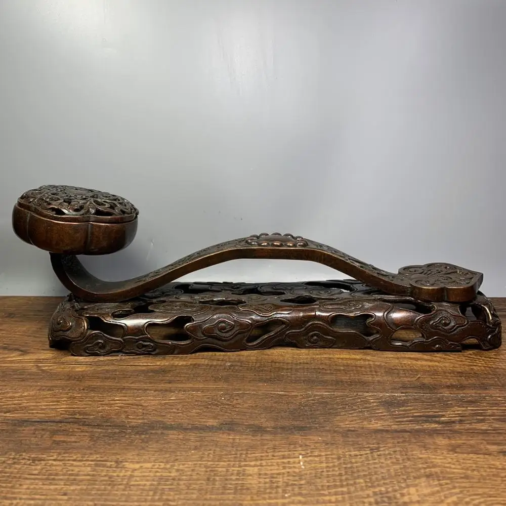 

Tibet Buddhism Temple Old Bronze Cinnabars Wishful incense burner RuYi ornaments Implication All wishes come true incense burner