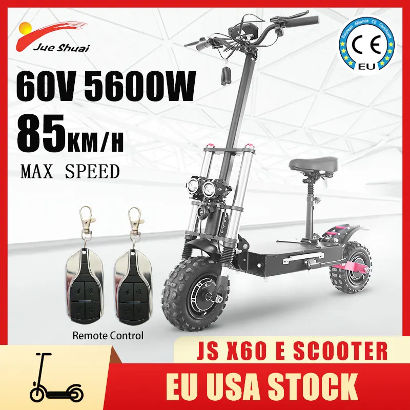 

Двухмоторный электрический скутер 5600 Вт, 60 в, складные электрические скутеры для взрослых с сиденьем, максимальная скорость 80 км/ч, Европейс...