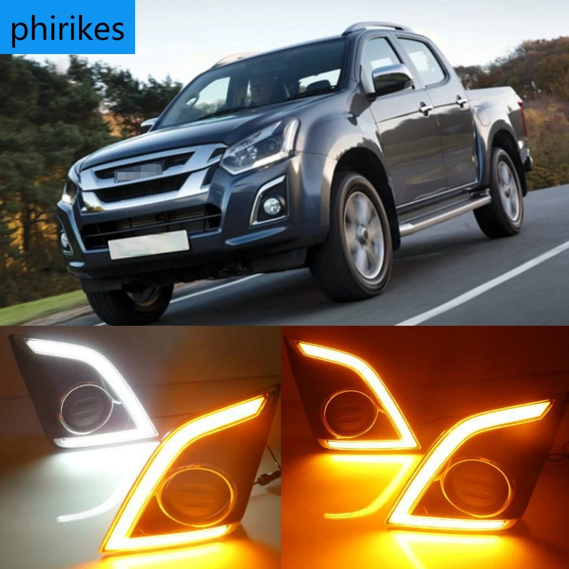 1set LED daytime running lights for car accessories D-MAX V-Cross Limited Blade 2016 2017 2018 front fog lamp drl bumper light