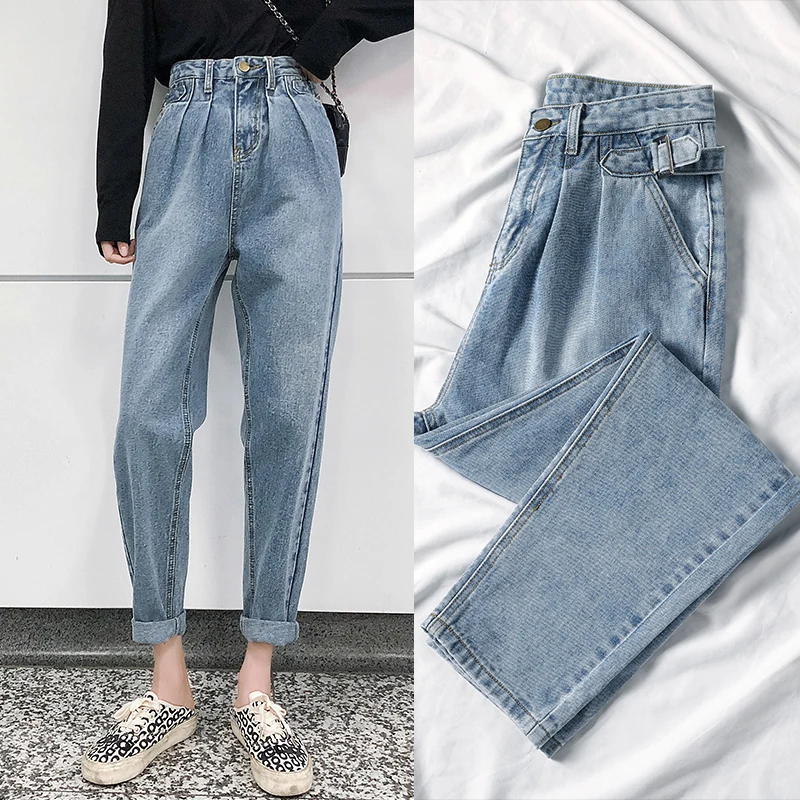 2020 Women's Jeans Mom High Waist Jean Pants Ropa Mujer Female Clothes Regular Solid Loose Pencil Trousers P9323 | Женская одежда